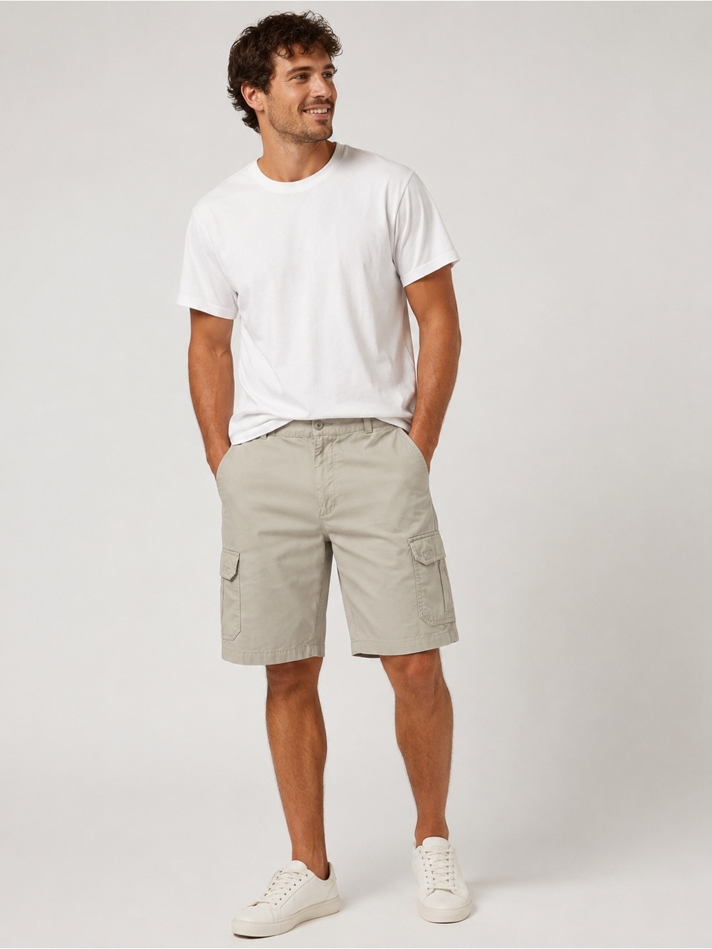 Puritan Men’s Khaki Cargo Shorts Size 34 Classic Casual Utility